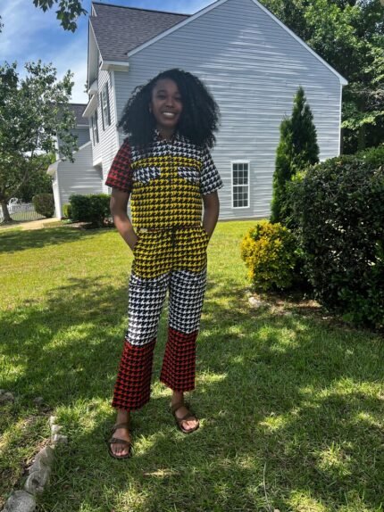 African Print Ankara Cropped Top 2p Pant Set