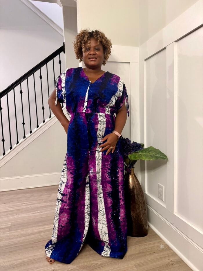 African Print Afro Carolina Ankara Cargo Jumpsuit - Image 3