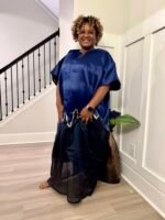 Modern Luxury 2 tone European Organza/Damask Brocade Bubu/Boubou Maxi Dress with inner wear - Image 3