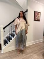 Modern Luxury 2 tone European Organza/Damask Brocade Bubu/Boubou Maxi Dress with inner wear - Image 14