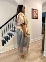 Modern Luxury 2 tone European Organza/Damask Brocade Bubu/Boubou Maxi Dress with inner wear - Image 6