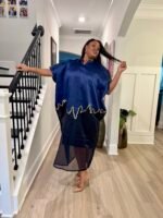 Modern Luxury 2 tone European Organza/Damask Brocade Bubu/Boubou Maxi Dress with inner wear