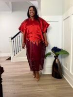 Modern Luxury 2 tone European Organza/Damask Brocade Bubu/Boubou Maxi Dress with inner wear - Image 13