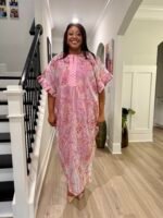 African Luxury Modern Jacquard Brocade Embroidered Stoned Kaftan/Bubu with inner wear - Image 4