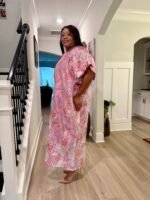 African Luxury Modern Jacquard Brocade Embroidered Stoned Kaftan/Bubu with inner wear - Image 6