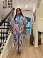 African Luxury Modern Jacquard Brocade Embroidered Stoned Kaftan/Bubu with inner wear - Image 8