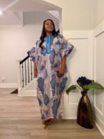 African Luxury Modern Jacquard Brocade Embroidered Stoned Kaftan/Bubu with inner wear - Image 7