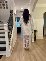 White Brocade African Maxi Dress: Modern Bubu Boubou Gown - Image 3