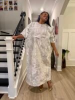 Embroidered Brocade Maxi Dress: African Bubu Boubou Gown - Image 2
