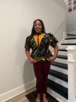 Uniquely Designed African Prints Ankara Stonned with Trimmings Afro Lesedi Fitted Tops/Blouse