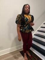 Uniquely Designed African Prints Ankara Stonned with Trimmings Afro Lesedi Fitted Tops/Blouse - Image 3
