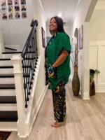 Modern African Ankara print Afro  Calantha Tie side kimono 2p Pant Set - Image 2