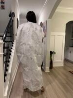 White Brocade African Maxi Dress: Modern Bubu Boubou Gown - Image 7