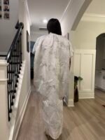 White Brocade African Maxi Dress: Modern Bubu Boubou Gown - Image 9