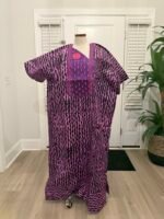 African Women Embroidered Brocade Batik/Adire Print Kaftan/Bubu
