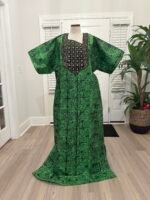 African Women Embroidered Brocade Batik/Adire Print Kaftan/Bubu - Image 3