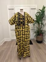 African Women Embroidered Brocade Batik/Adire Print Kaftan/Bubu - Image 5