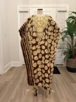 African Women Embroidered Brocade Batik/Adire Print Kaftan/Bubu - Image 3