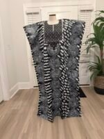 African Women Embroidered Brocade Batik/Adire Print Kaftan/Bubu
