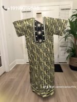 African Women Embroidered Brocade Batik/Adire Print Kaftan/Bubu - Image 4