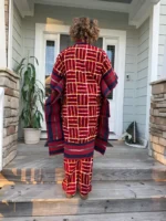 Modern Style African  Ankara Wax Print and Aso-Oke/Kente Kimono Women 2p Pant Set - Image 6