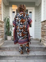 Modern Style African  Ankara Wax Print and Aso-Oke/Kente Kimono Women 2p Pant Set - Image 10