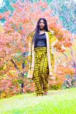 Modern Style African  Ankara Wax Print and Aso-Oke/Kente Kimono Women 2p Pant Set